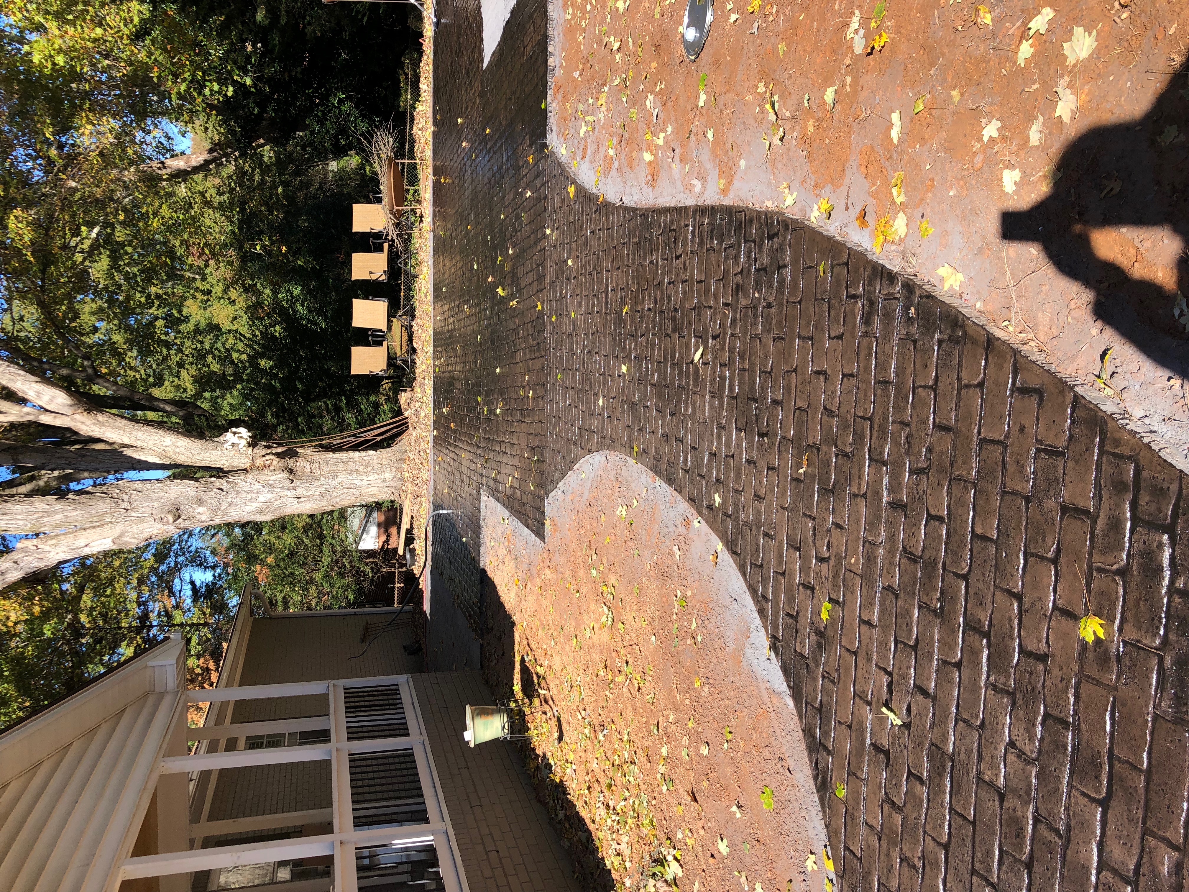 Stamped patio herringbone pattern