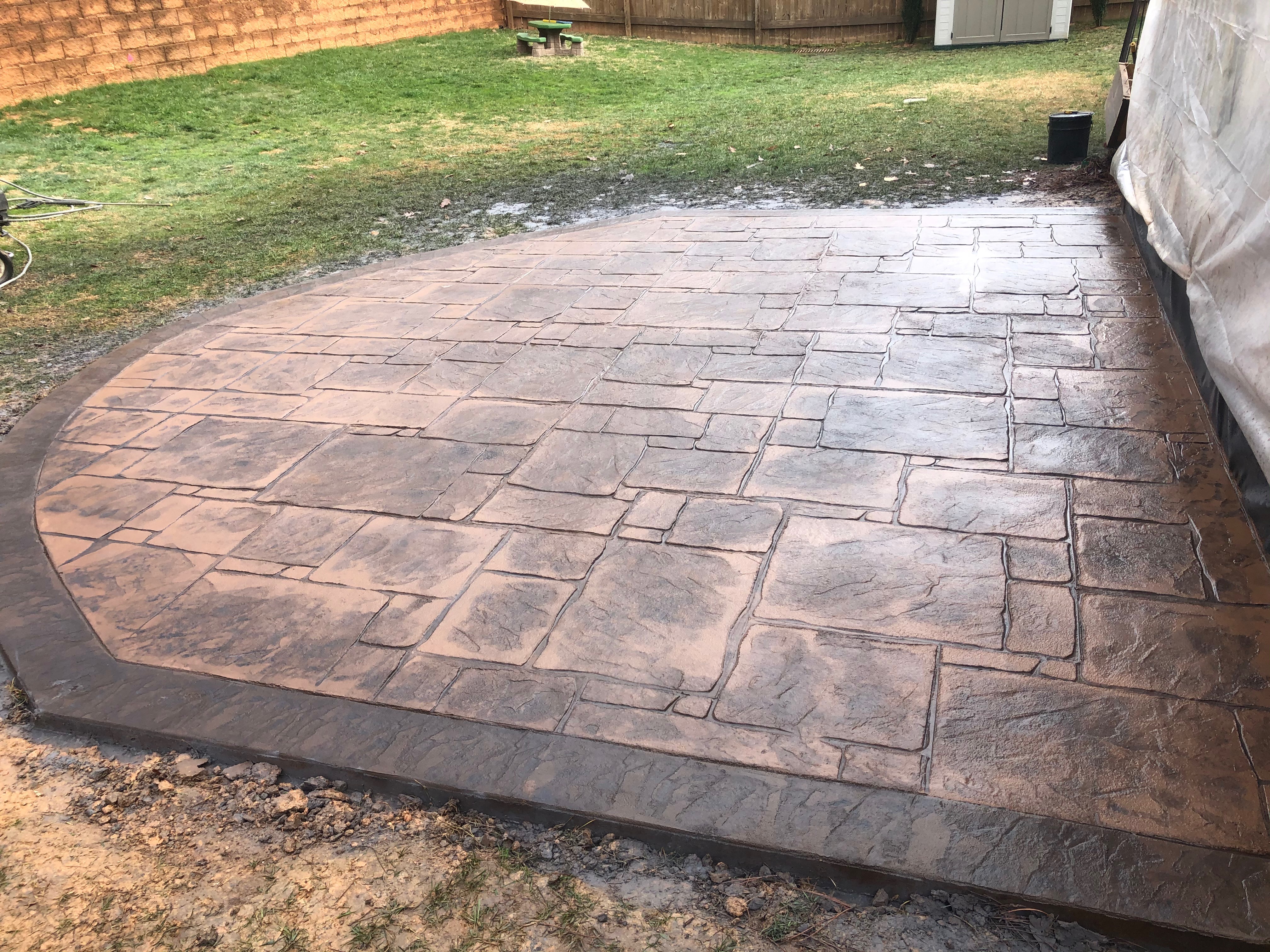 Stamped stone patio
